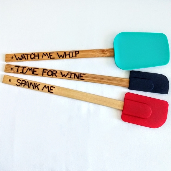 Hand Woodburned Rubber Spatula Set - Picture 1 of 1
